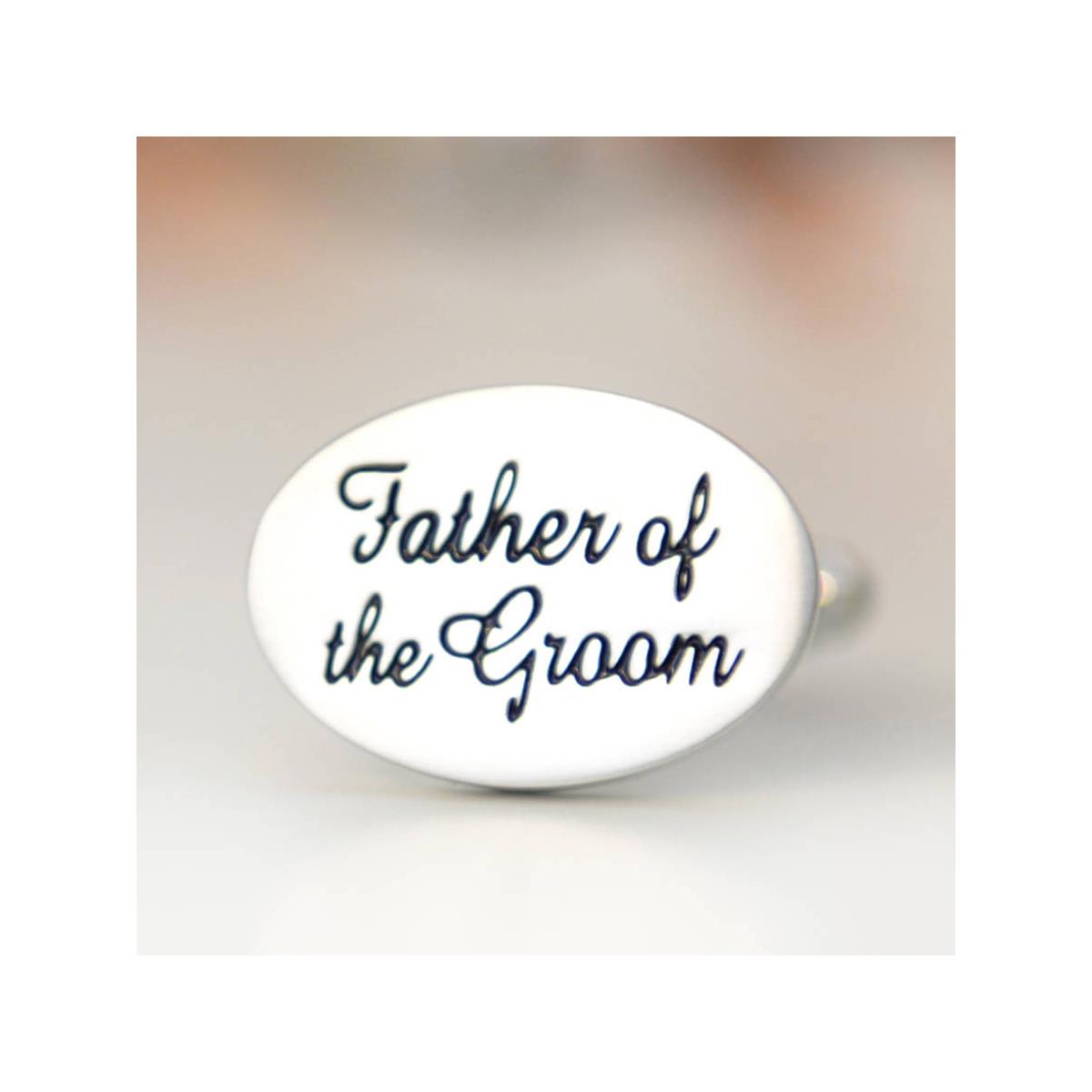 Charles William Silver Father Groom Cuffflinks Wedding Bride Groom Party Oval Cufflink