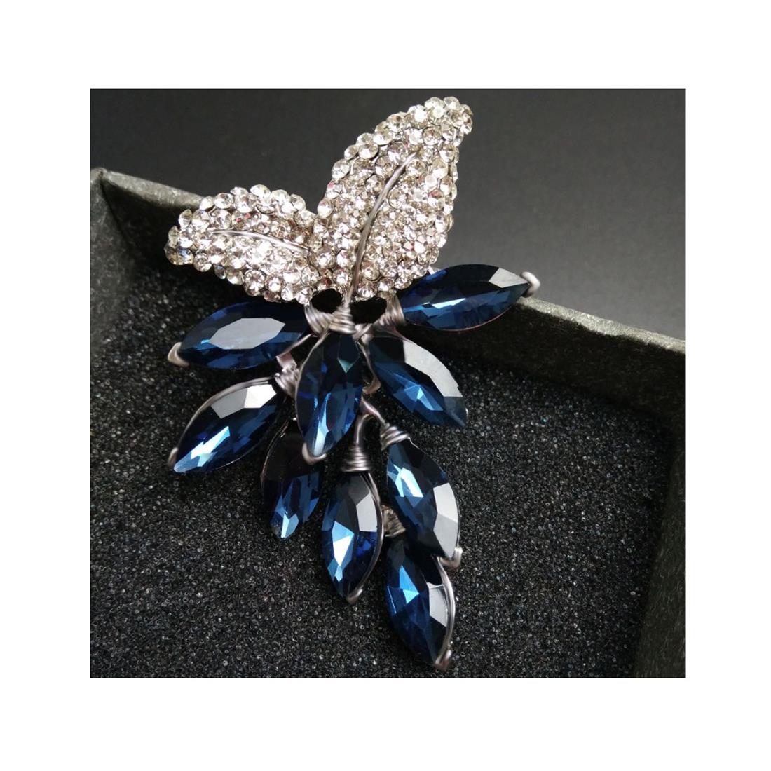 Charles William Premium Brooch Silver Blue Stones Fashion Costume Jewellery Dress Flower Brooches