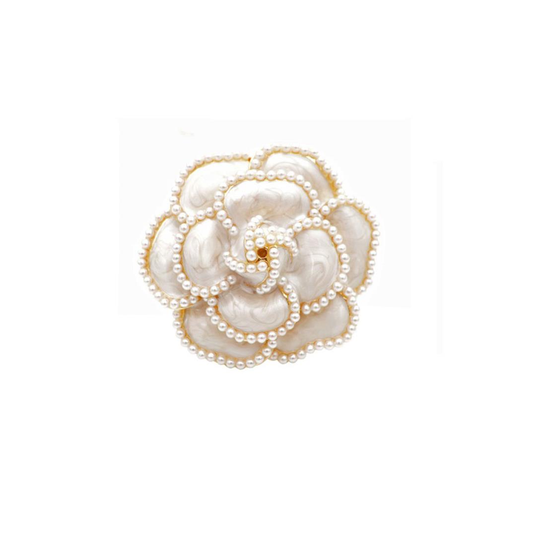 Charles William Gold White Brooch Fashion Costume Jewellery Dress Flower Brooches Ladies Womans Pearl