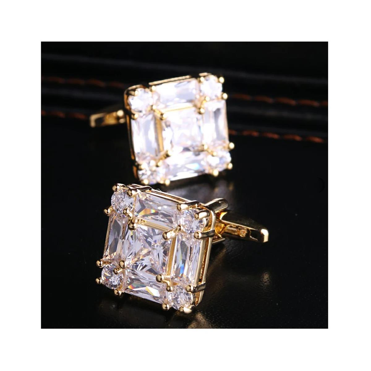 Charles William Cufflinks Crystal Gold Stunning Design Quick UK Delivery
