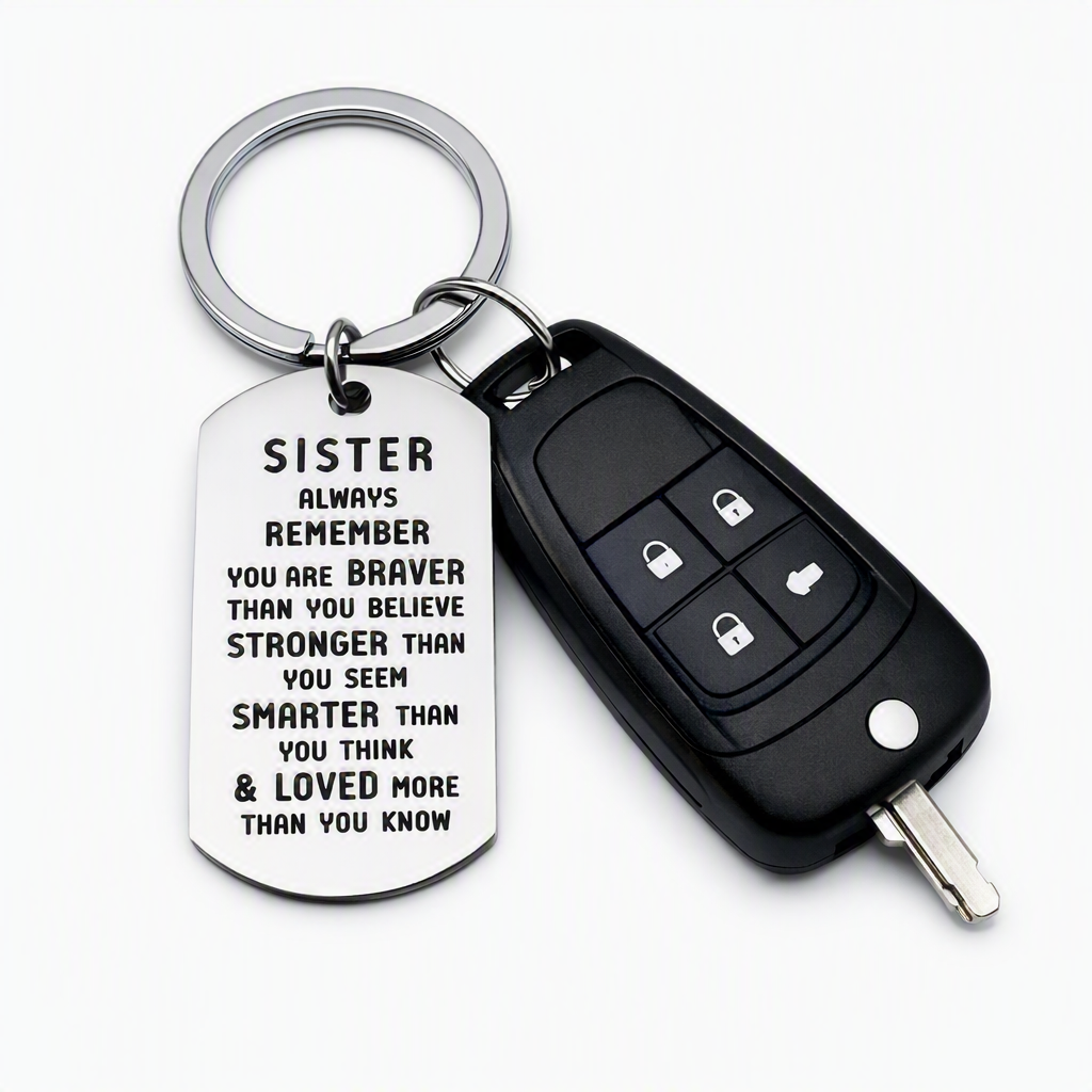 Brave Sibling Keyring Keychain Personal Message Gift Brother Sister Celebrate Love