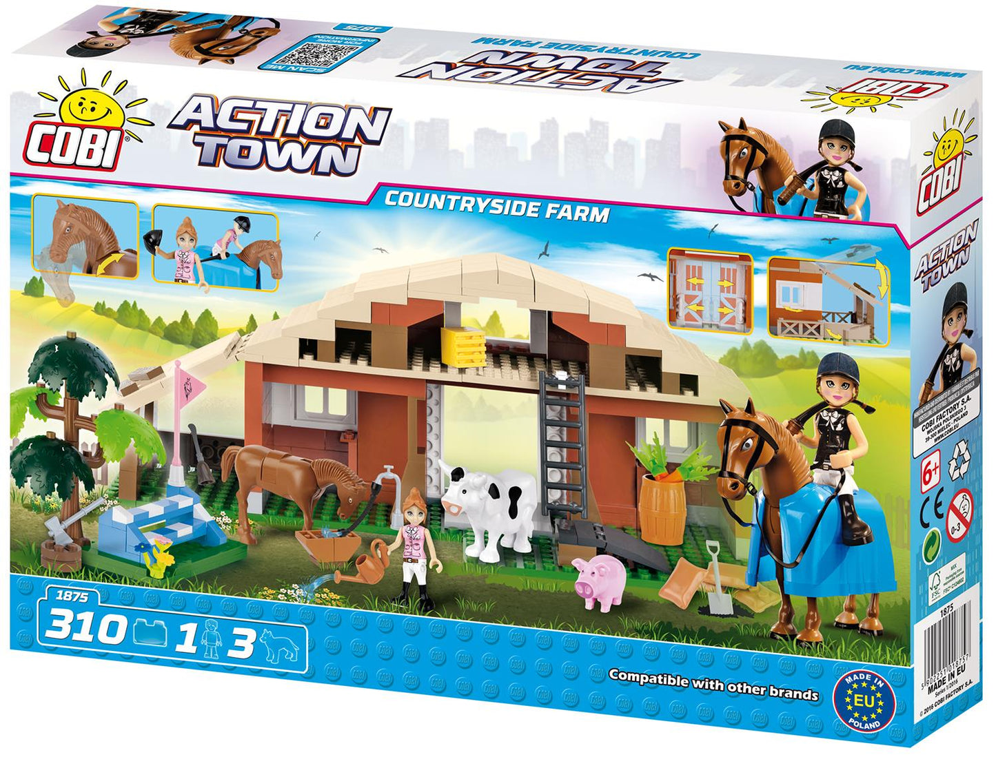 Cobi Action Town Countryside Farm Cow And Horse Building Blocks Bricks For Kids 310 Piece Compatible Age 5+