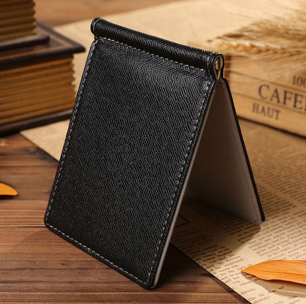 Money Clip Wallet 4cc Genuine Leather Grey