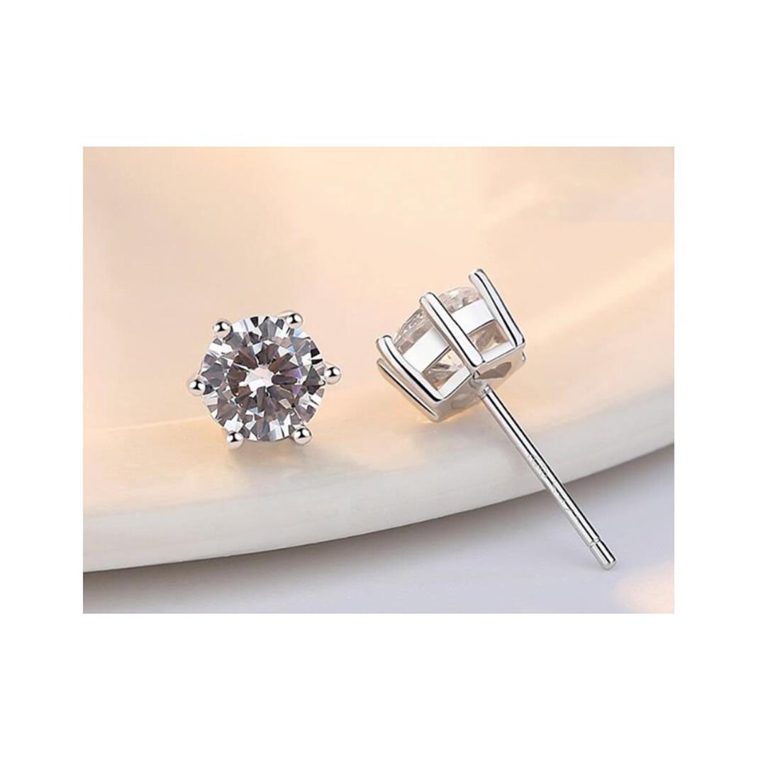 Charles William Stud Earring Silver Stones Jewellery Ear Ring