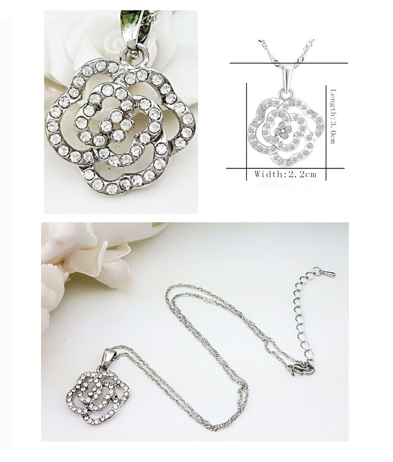 Charles William Silver Cubic Zirconia Flower Necklace Gift