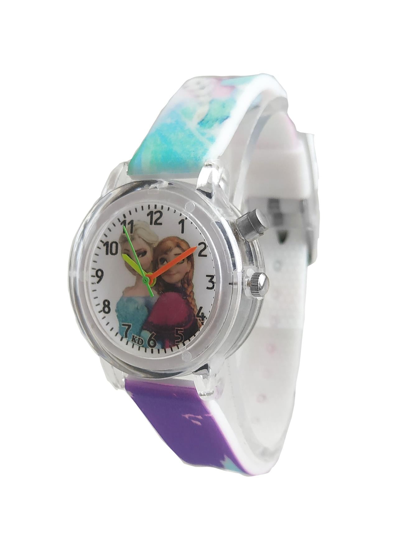 Cute Purple Princess Queen Watch FLASHING LIGHTS Numbers Child Watches Easy Time
