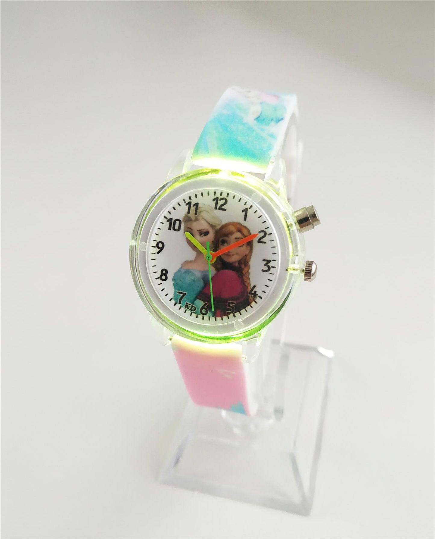Cute Light Pink Princess Queen Watch FLASHING LIGHTS Numbers Child Watches Easy Time