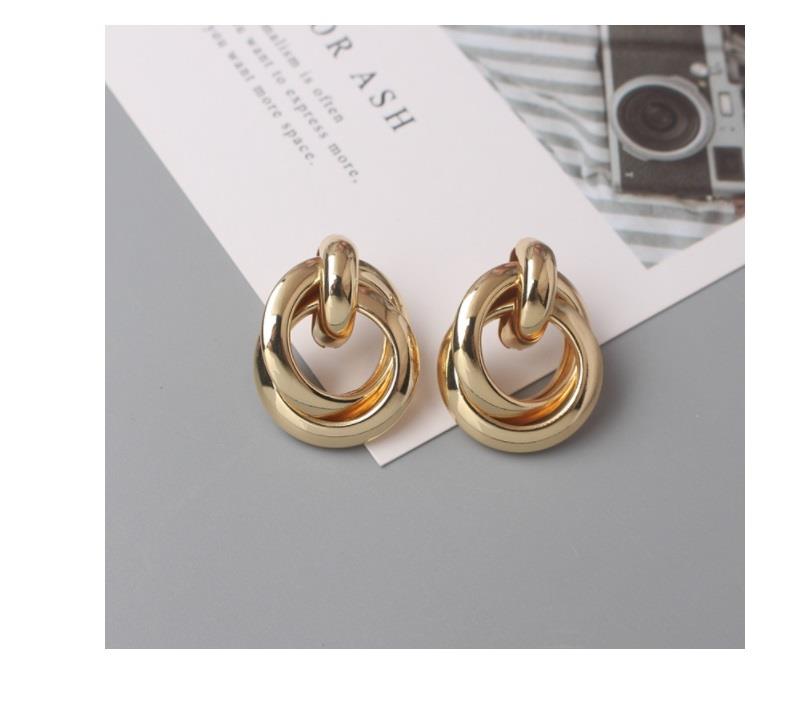 Charles William Premium Earring Silver Double Circle Round Jewellery Ear Ring