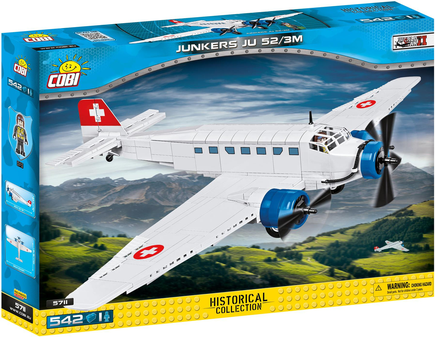 Cobi Medical Swiss Airplane Transport Red Cross Propeller Plane Junkers Building Bricks 8+