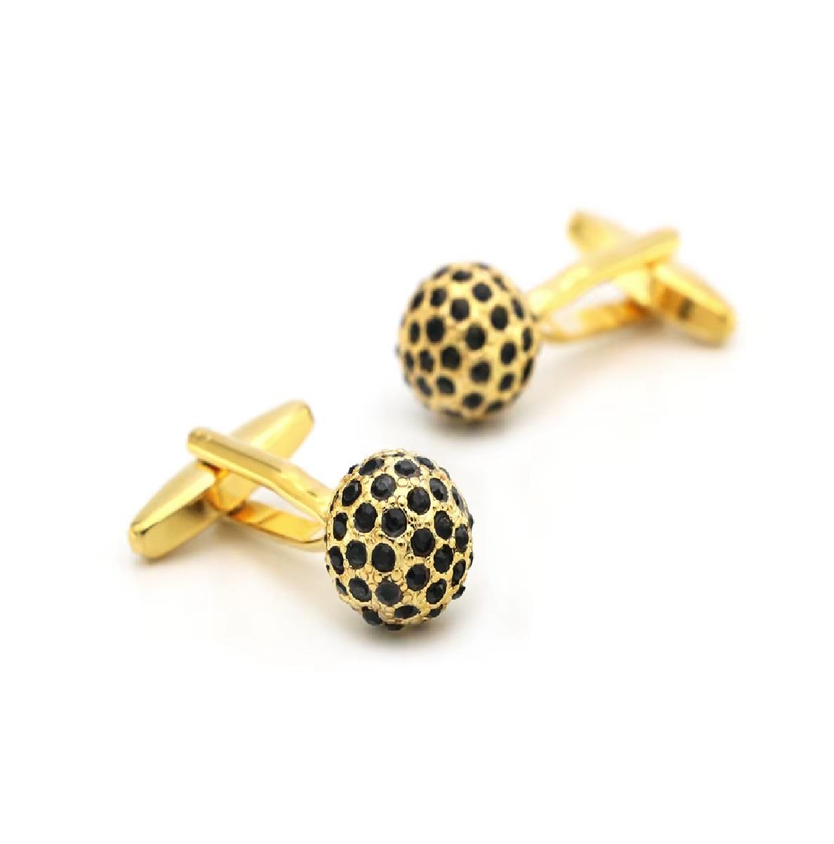 Charles William Round Premium Gold Black Cufflinks Smart Fashion Design