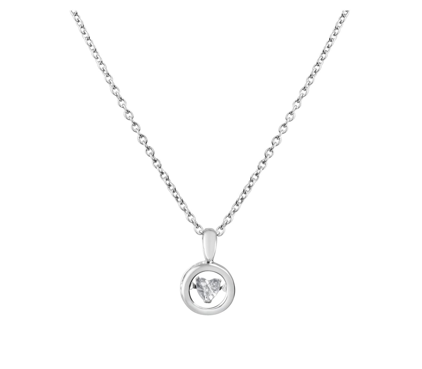 Charles William Silver Necklace with Dancing Diamond Love Pendant from Fine Italian Jewellery