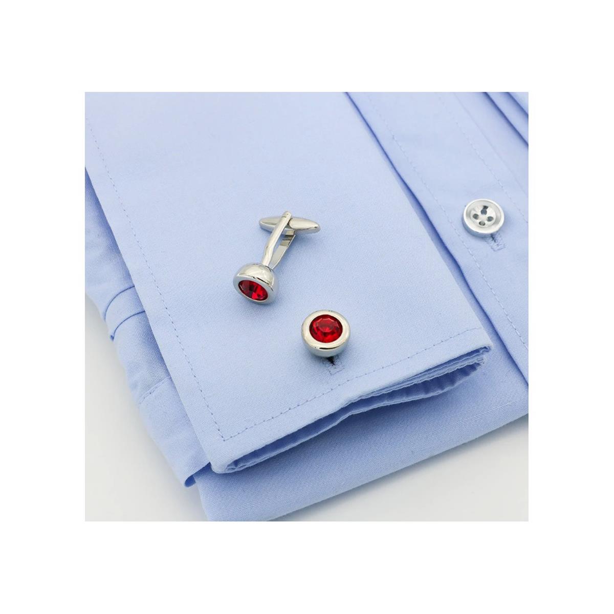 Charles William Silver Red Cufflinks Shard Flash with Cufflink Box