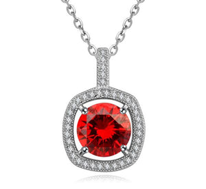 Charles William Square Large Red Crystal Stone Pendant Necklace Beautiful Accessory