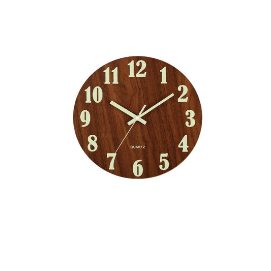 Brown Wood Clock Silent Movement Luminous Markers High Quality Movement