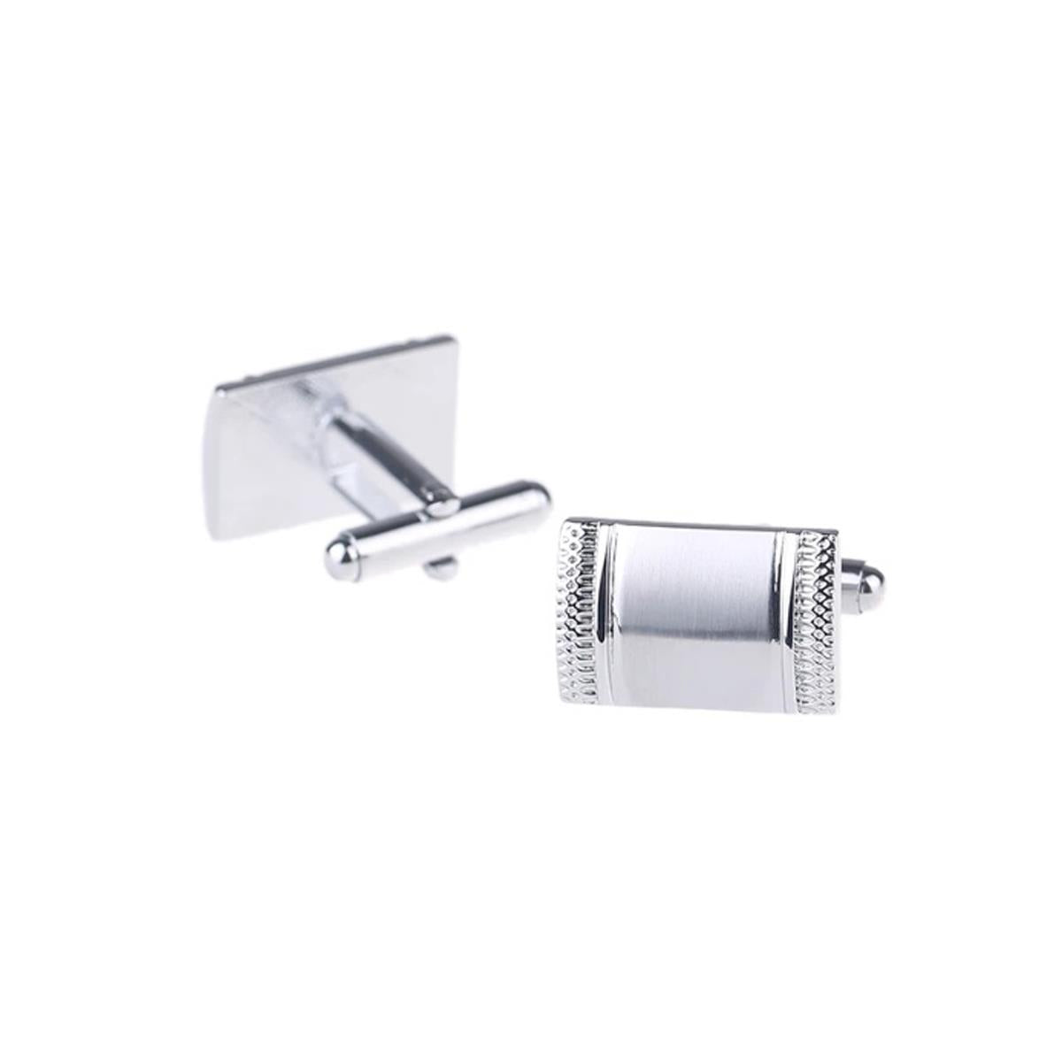 Silver Tie Clip Cufflink Set Stunning Design Smart Formal Cufflinks