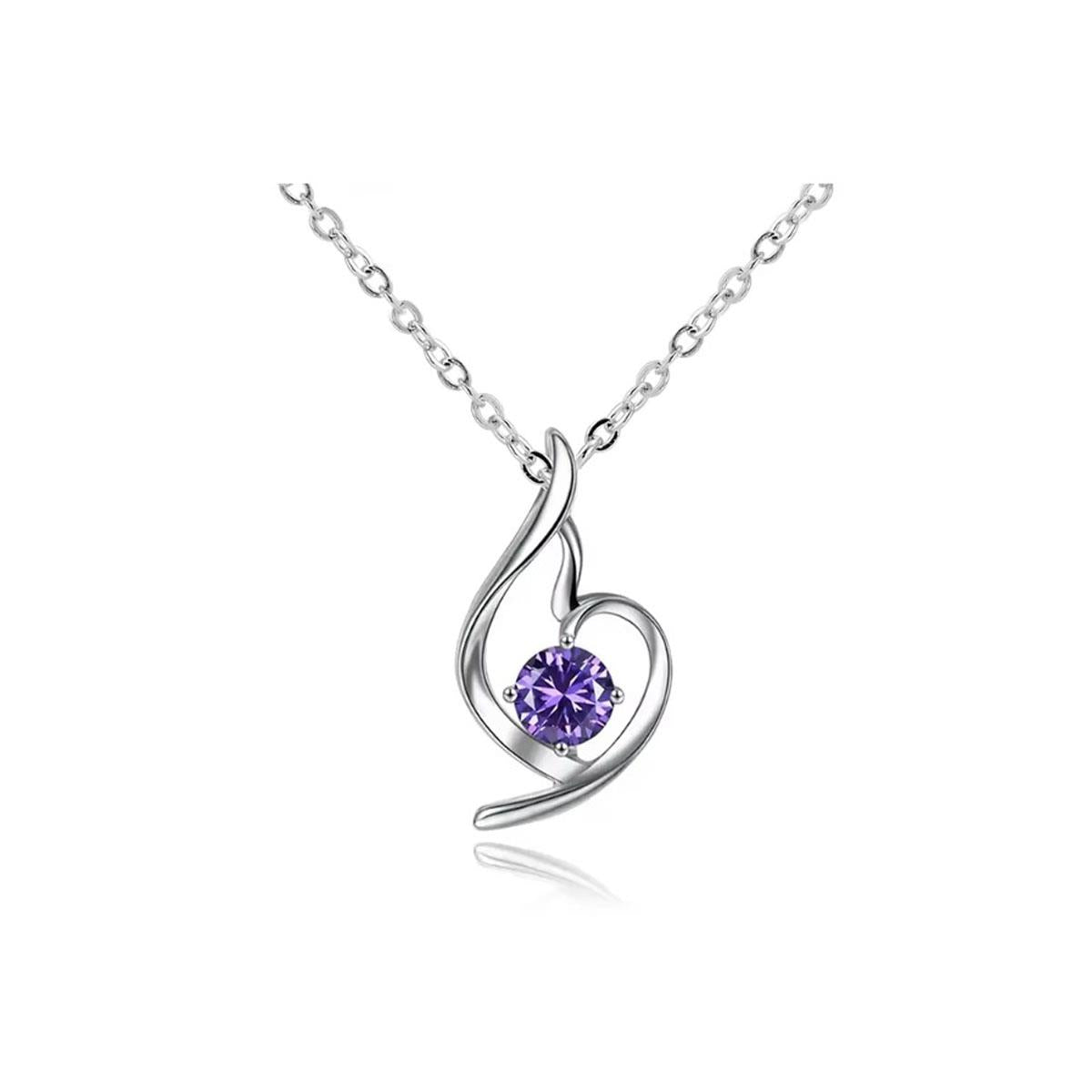 Silver Necklace Swish Design Charles William Purple Ladies Jewellery