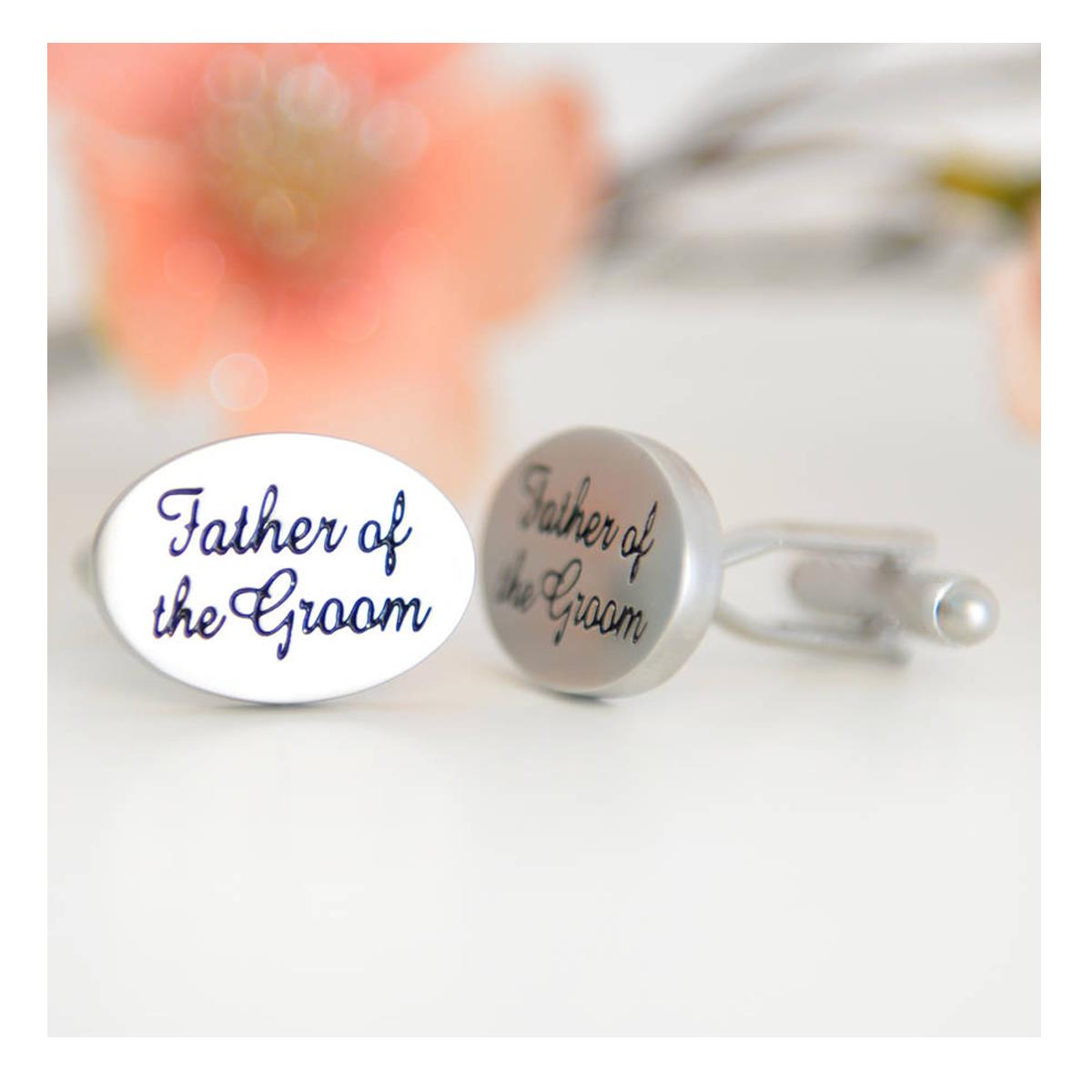 Charles William Silver Father Groom Cuffflinks Wedding Bride Groom Party Oval Cufflink