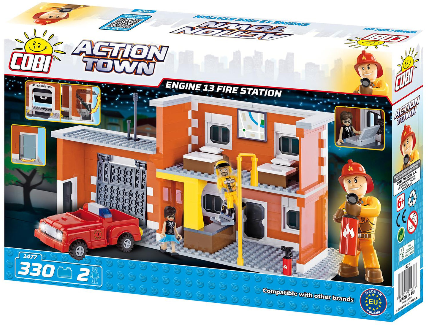 Cobi Fire Station With Patrol Vehicle Building Blocks Bricks For Kids 330 Piece Compatible Age 5+