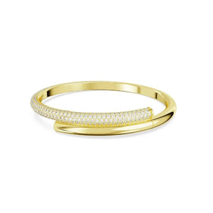 Gold Bangle Bracelet with Real Elements