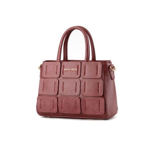 Wine Red Handbag with Handle for Shoulder Leather Bag