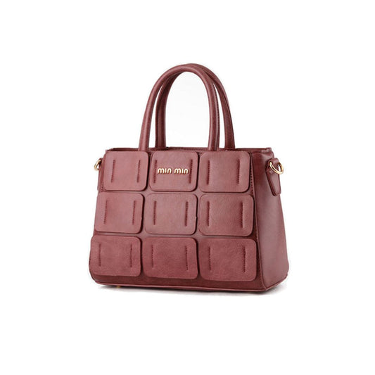 Wine Red Handbag with Handle for Shoulder Leather Bag