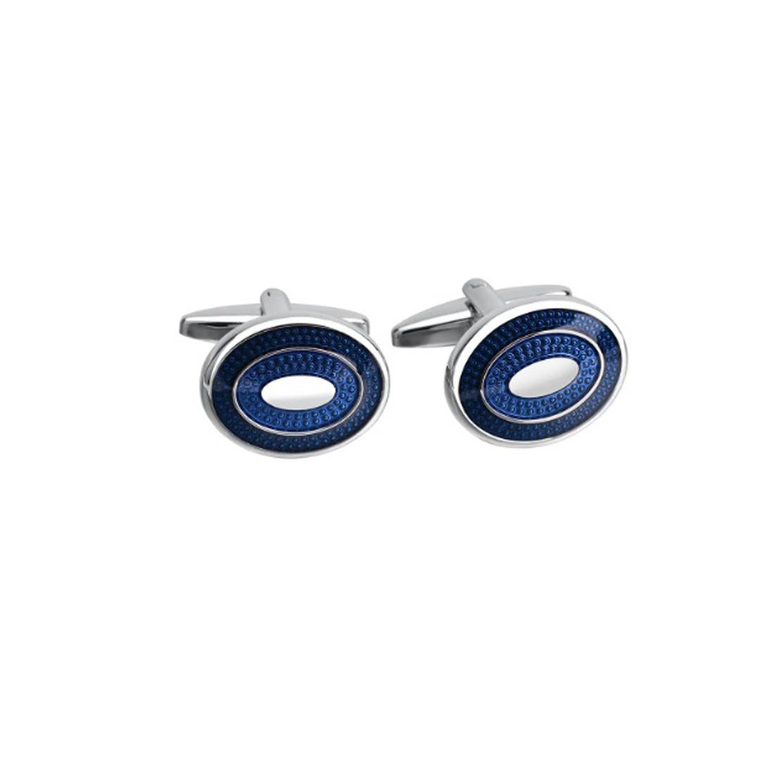 Luxury Blue Oval Round Cufflinks Premium Quality Stunning Design