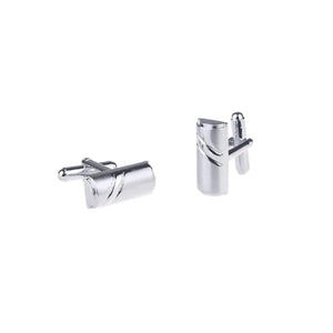 Silver Cufflinks Barrel Shape Stripe Pattern
