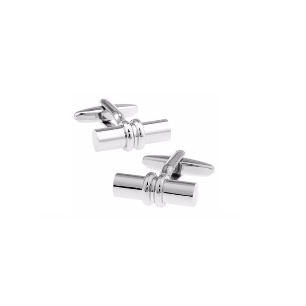 Charles William Elegant Silver Round Barrel Cufflinks Shirt Quick UK Dispatch