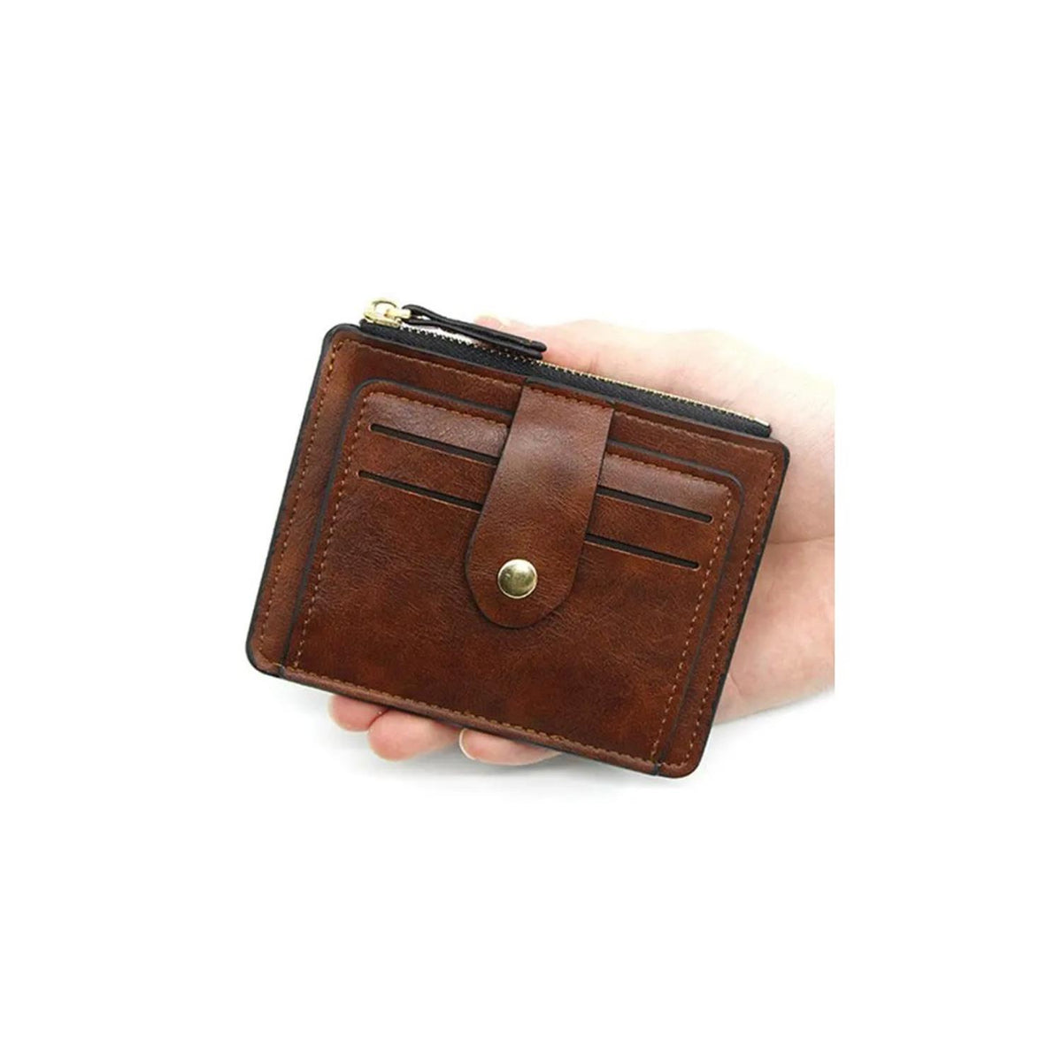 Charles William Soft Leather Money Clip 9 Slots with Coin Zip Pouch High Quality Stitching