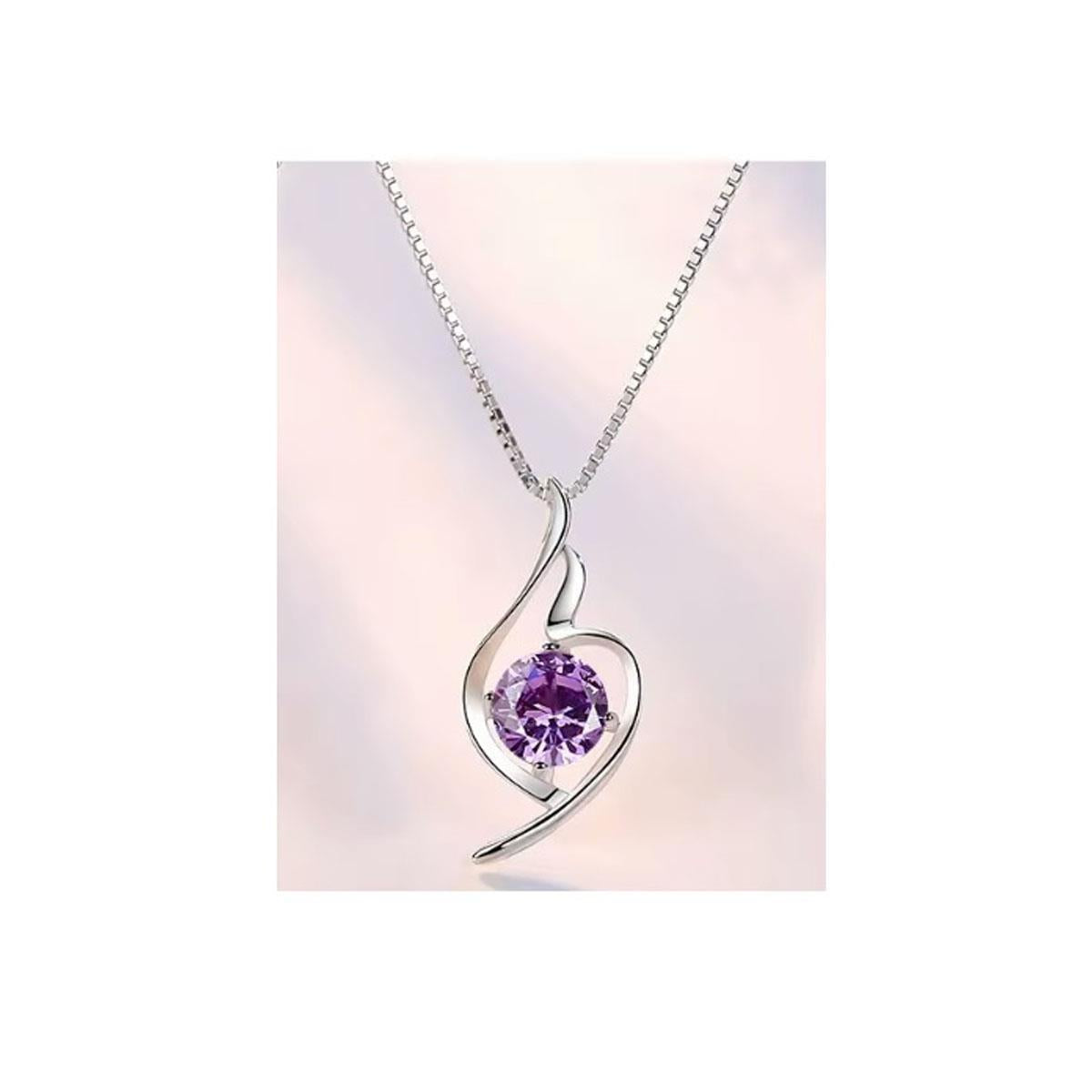 Silver Necklace Swish Design Charles William Purple Ladies Jewellery