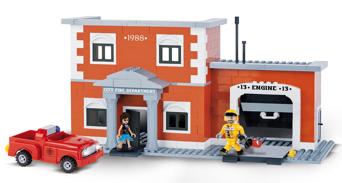 Cobi Fire Station With Patrol Vehicle Building Blocks Bricks For Kids 330 Piece Compatible Age 5+