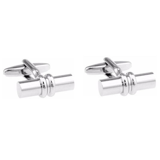 Charles William Elegant Silver Round Barrel Cufflinks Shirt Quick UK Dispatch