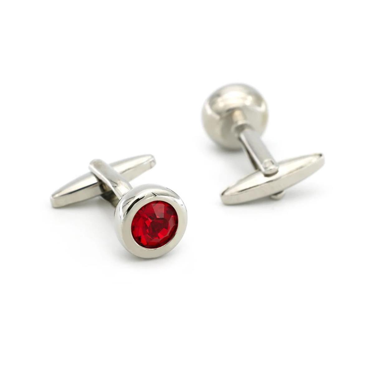 Silver Red Cufflinks with Elegant Shards