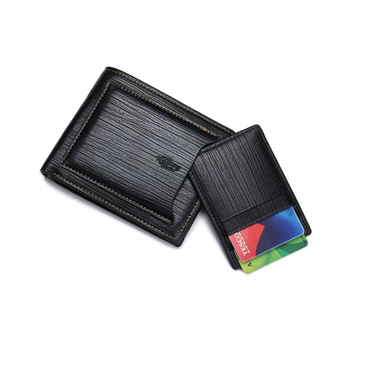 GENUINE Leather Wallet Mens Black With Card Holder ID SIM Gift Present