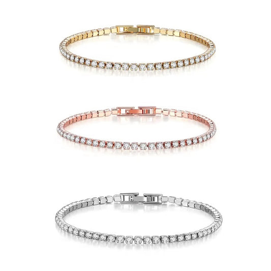 Tennis Bracelet in Rose Gold, Silver or Gold