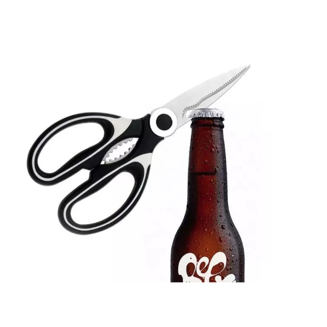 Heavy Duty Kitchen Scissors Stainless Steel Blades Bottle Opener Non Slip Nut Cracker