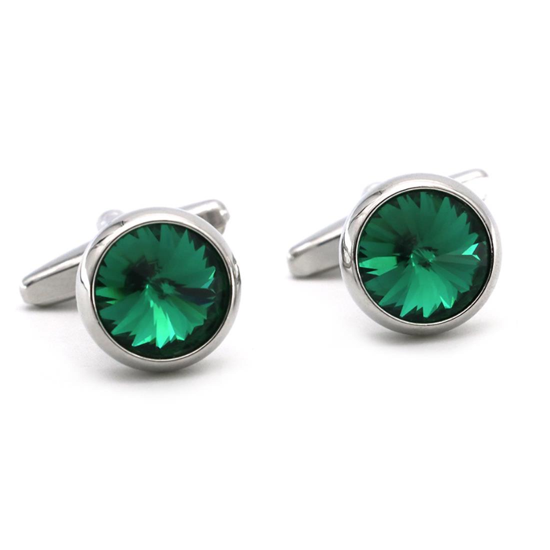 Charles William Elegant Silver Emerald Green Cufflinks