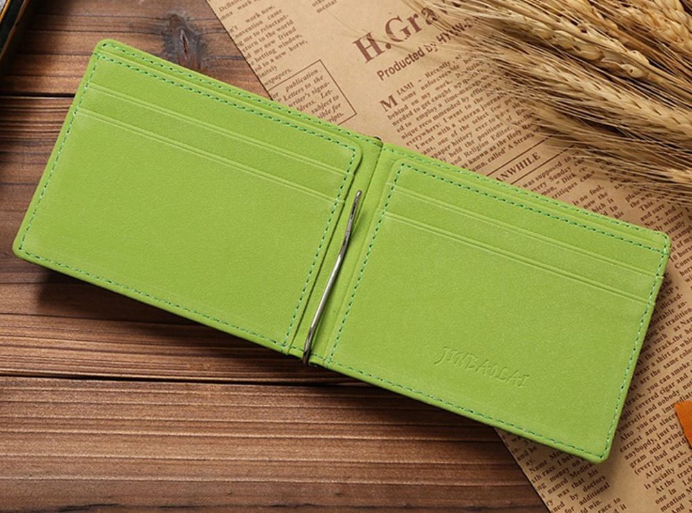 Green PU Leather Money Clip with 4 Compartments UK Stock