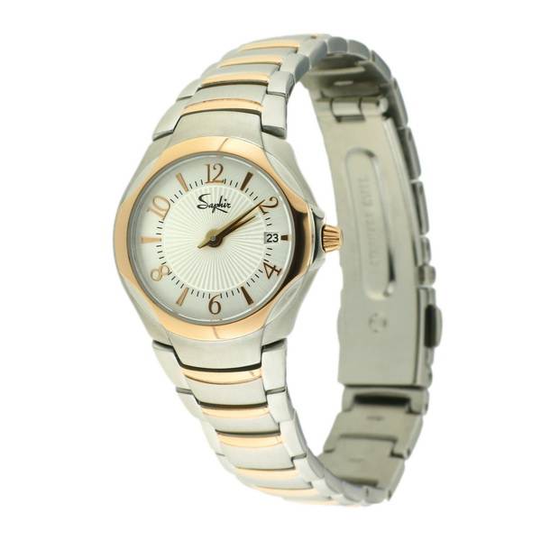 Saphir Ladies Watch Gold Silver Sun Moon Rays Face UK SALE RRP £185 + Warranty