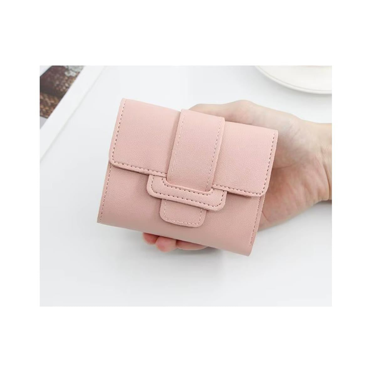 Pink Leather Purse Ladies Designer TriFold Design with Zipped Coin Pouch
