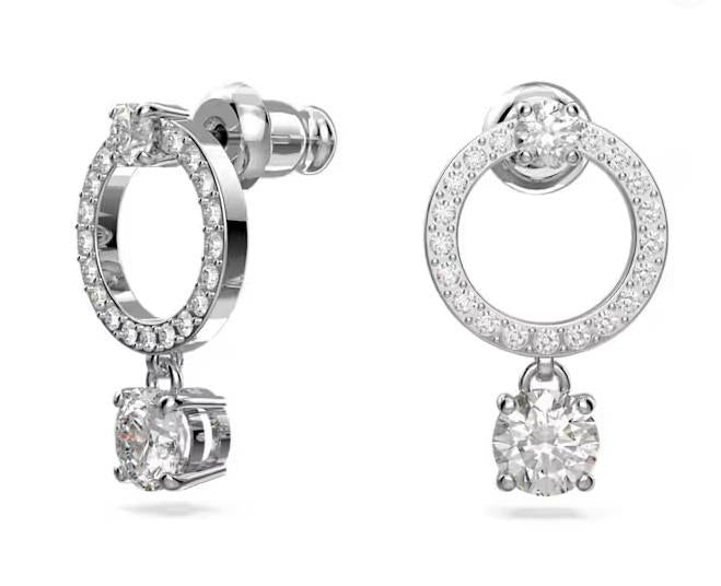 Charles William Silver Petit Hoop Earring with Crystal Elements