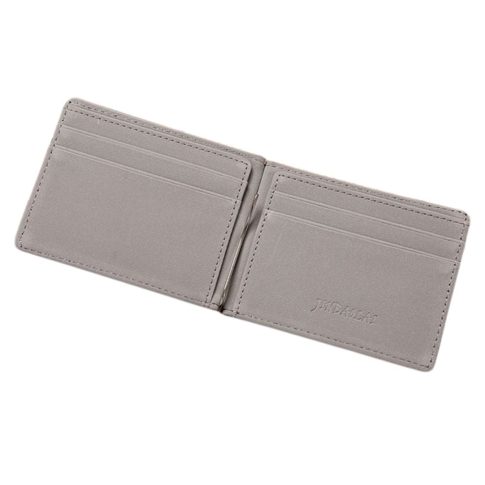 Money Clip Wallet 4cc Genuine Leather Grey