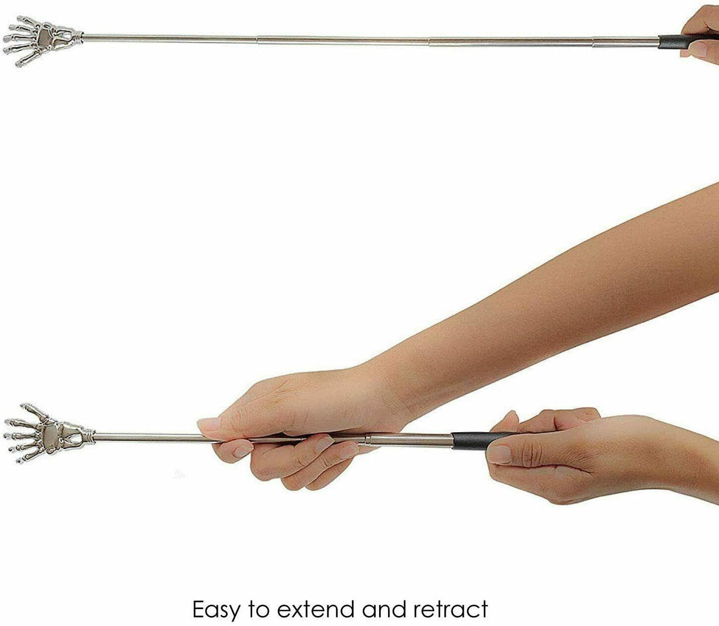 Skeleton Hand Back Scratcher with Long Reach Extendable Rubber Grip Arm