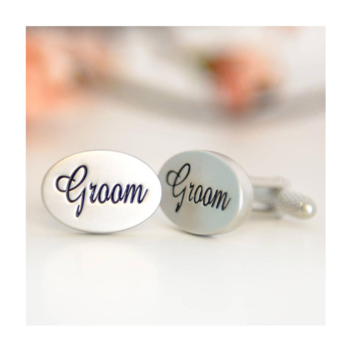 Charles William Silver Groom Cuffflinks Wedding Bride Party Friend Oval Cufflink Tuxedo Suit