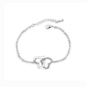 Charles William Double Heart Silver Love Bracelet
