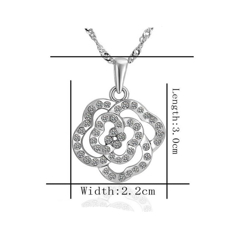 Charles William Silver Cubic Zirconia Flower Necklace Gift