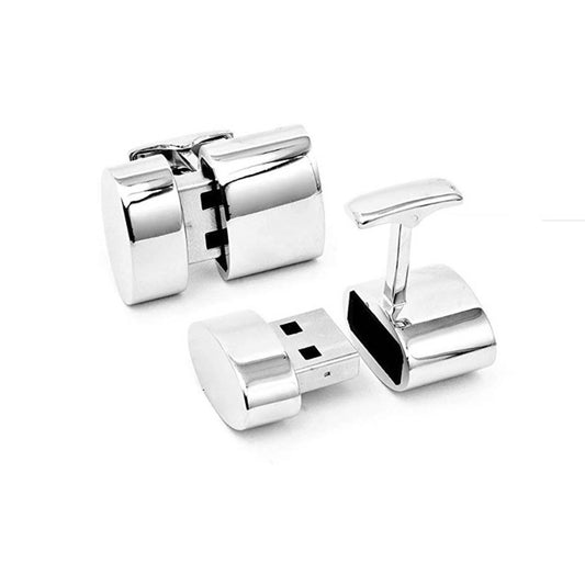 Working 16gb USB Flashdrive Memory Cufflinks Silver Round Novelty Gift