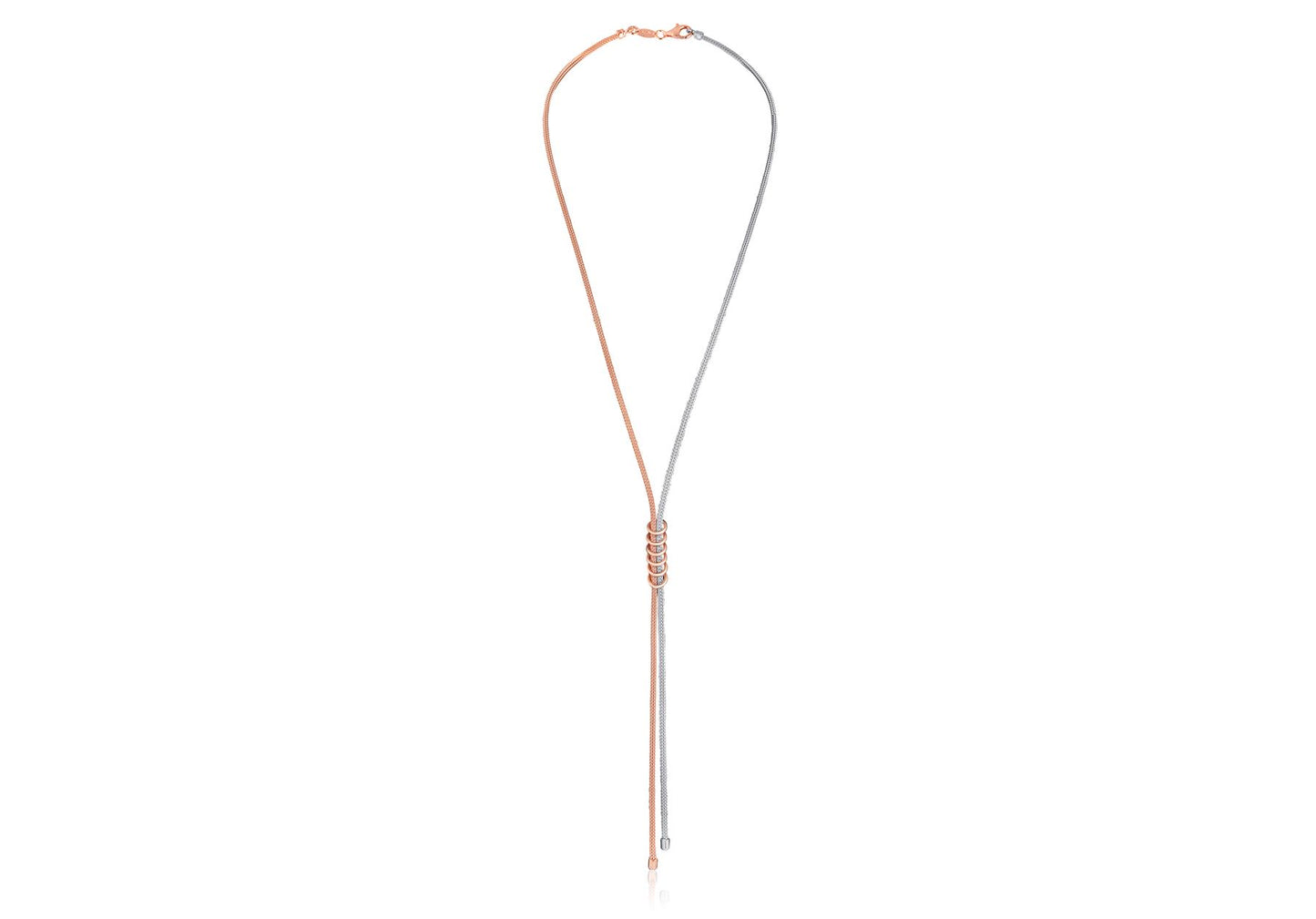 Charles William Rose Gold and Silver Intertwined Love Necklace Italian Designed Jewellery