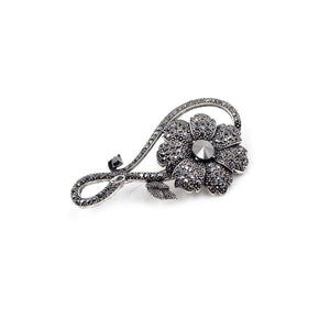 Charles William Premium Brooch Grey Black Cubic Zircon Stones Jewellery Dress Flower