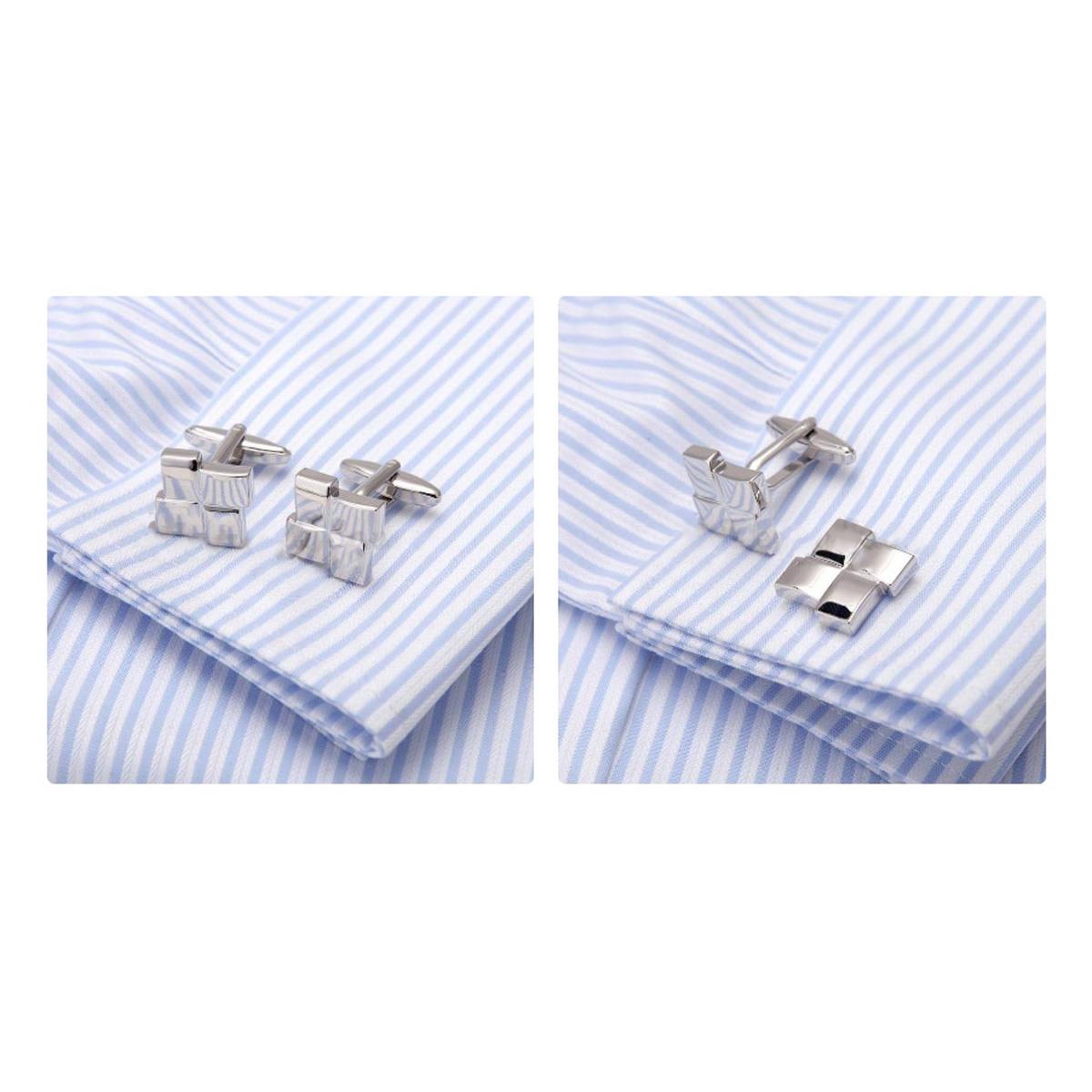 Charles William Mens Smart Overlapping Cufflinks Unique Design Square Rectangle Gift